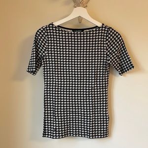 Lauren Ralph Lauren Houndstooth Boatneck Top Size XS